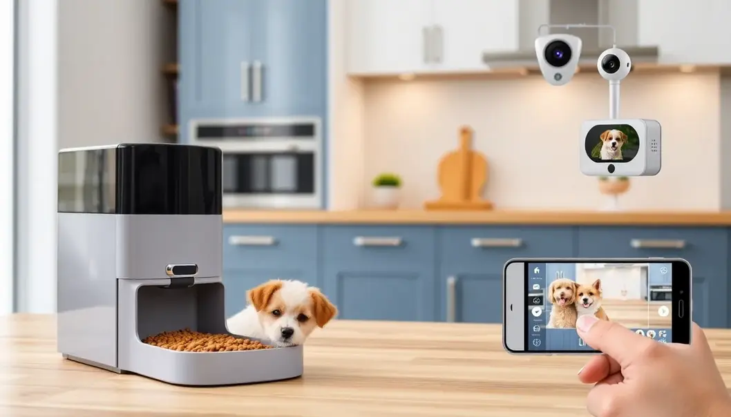 Cats and dogs enjoying smart toys that add an element of interactive play.