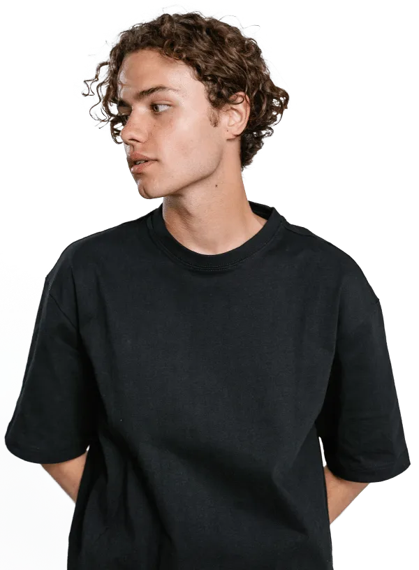 Ocean-inspired graphic apparel displayed on neutral background