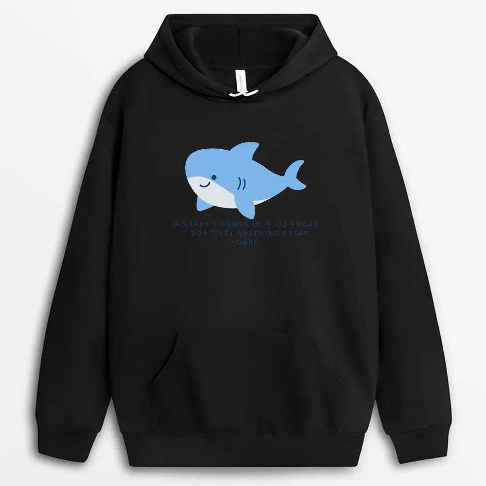 Ocean Precision Power black hoodie with detailed marine-inspired print