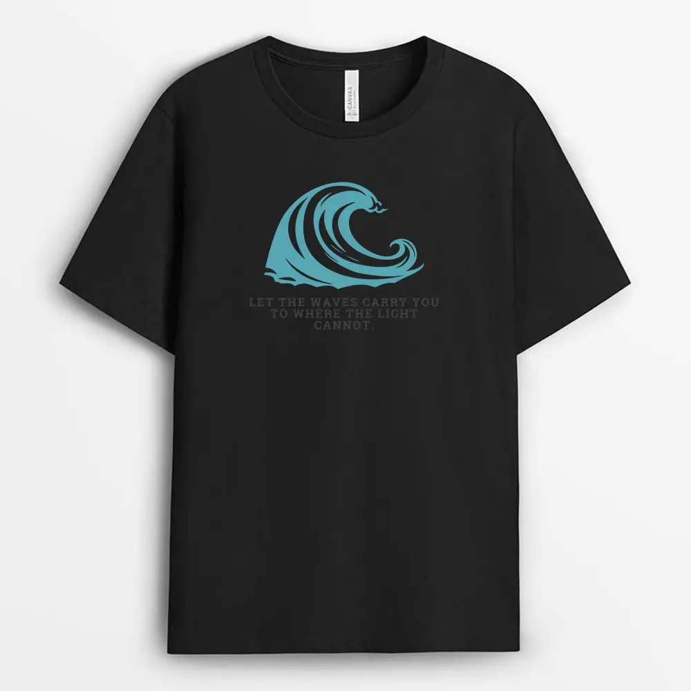 Beyond the Horizon black T-shirt with dreamy ocean horizon artwork