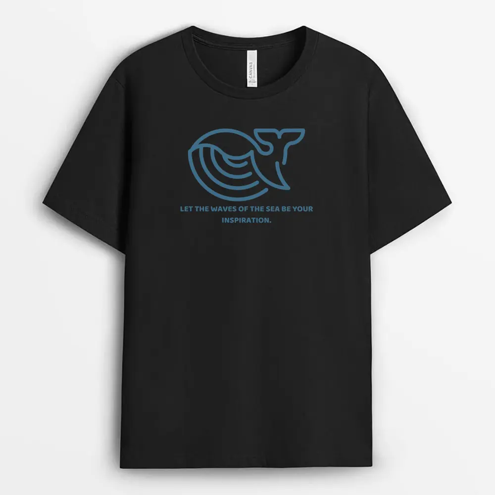 Sea Waves Muse custom T-shirt in black with elegant ocean wave artwork